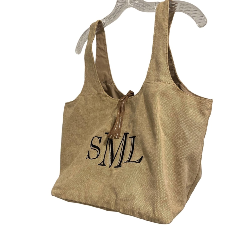 Victoria Secret Brown Woven Open Tote Monogrammed SML Pre-owned
